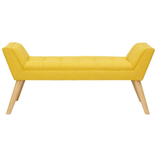 Milan Window Seat Bench Fabric Retro Styled Legs Mustard Yellow