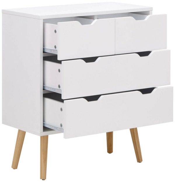 Nyborg Scandinavian Style Bedroom Furniture 2+2 DRAWER CHEST WHITE - Image 3