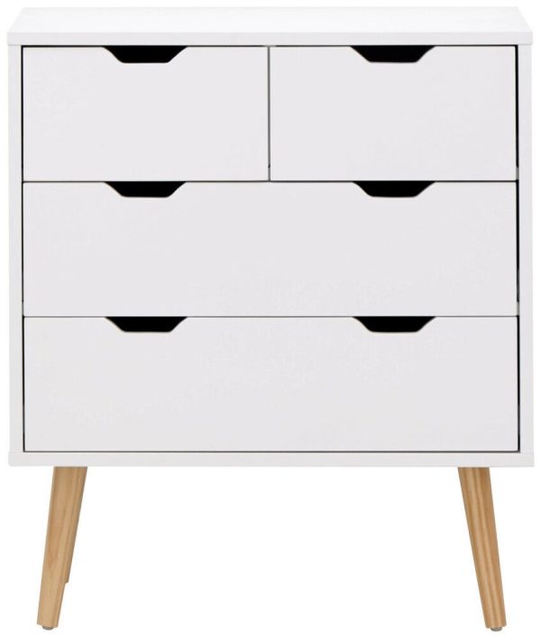 Nyborg Scandinavian Style Bedroom Furniture 2+2 DRAWER CHEST WHITE - Image 4