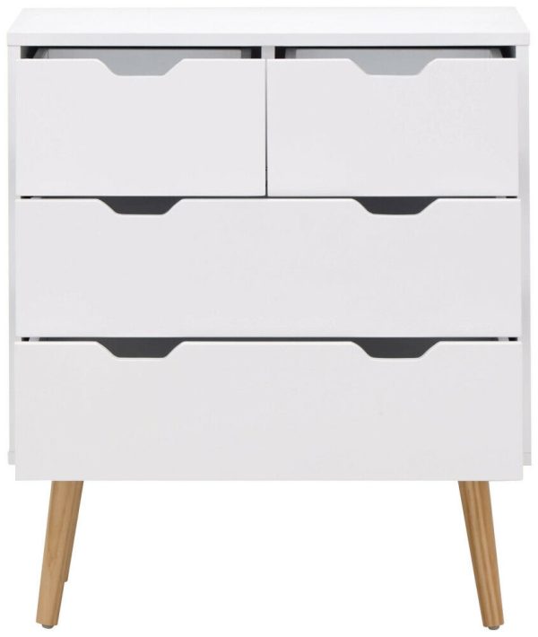 Nyborg Scandinavian Style Bedroom Furniture 2+2 DRAWER CHEST WHITE - Image 5