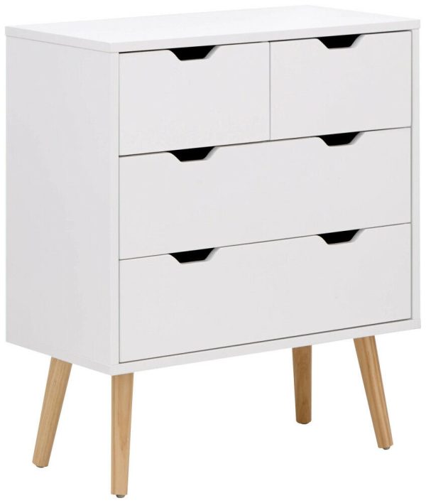 Nyborg Scandinavian Style Bedroom Furniture 2+2 DRAWER CHEST WHITE