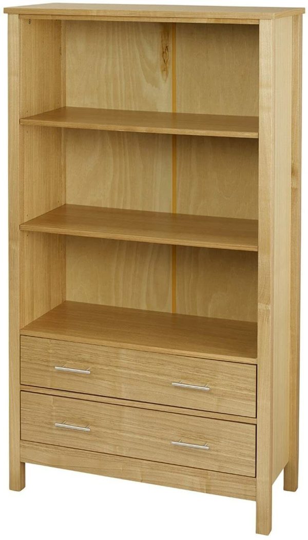 Oakridge Oakdale Ashleigh Oak Stain Ash Veneer Bookcase 2 drawer 3 shelf