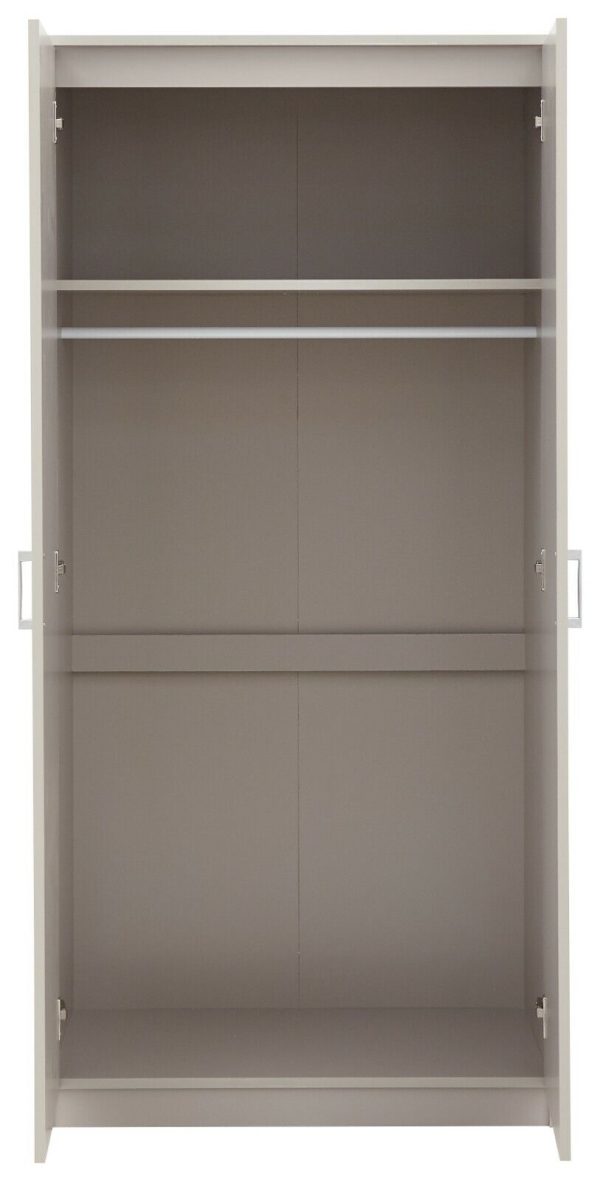 Panama 3 Piece Set 2 Door Wardrobe bed side and 3 drawer chest of drawers Grey - Image 8