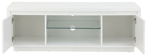 Polar Large Modern White High Gloss TV Entertainment Unit with Blue LED lights - Image 7