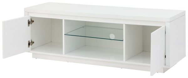 Polar Large Modern White High Gloss TV Entertainment Unit with Blue LED lights - Image 9