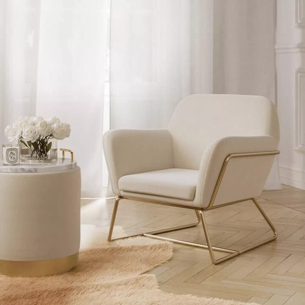 Small Lara Pouffe Seat Footstool  Living Room Bedroom Cream Velvet