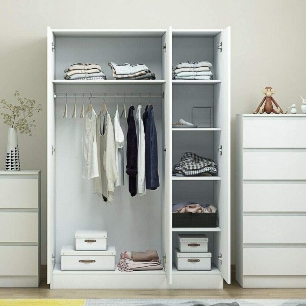 Stora 120cm Modern Bedroom 3 Door Wardrobe with Storage Shelves White Gloss - Image 3