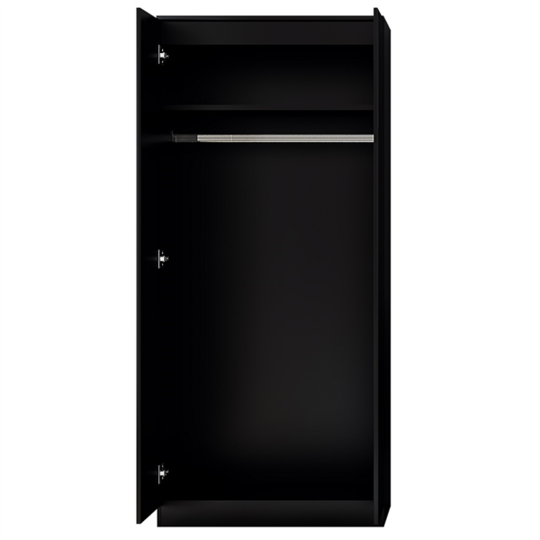 Stora 80cm Modern Bedroom 2 Door Wardrobe with Storage Shelves Matt Black - Image 3