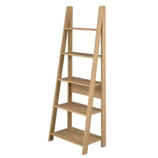 TIVA LADDER BOOKCASE SHELVING UNIT RACK SHELF DISPLAY STAND STORAGE OAK - Image 3