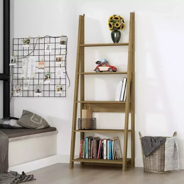 TIVA LADDER BOOKCASE SHELVING UNIT RACK SHELF DISPLAY STAND STORAGE OAK