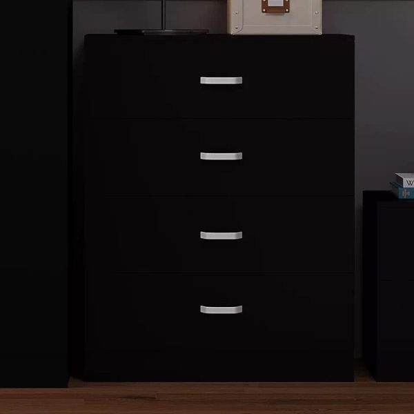 Tunis 4 Drawer Chest Of Drawers Matt Black Metal T-Bar Handles 90 x 70 x 41 - Image 5