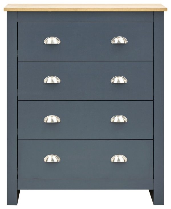 3 Piece bedroom set 2 Door Wardrobe Bedside cab 4 drawer chest Blue - Image 6