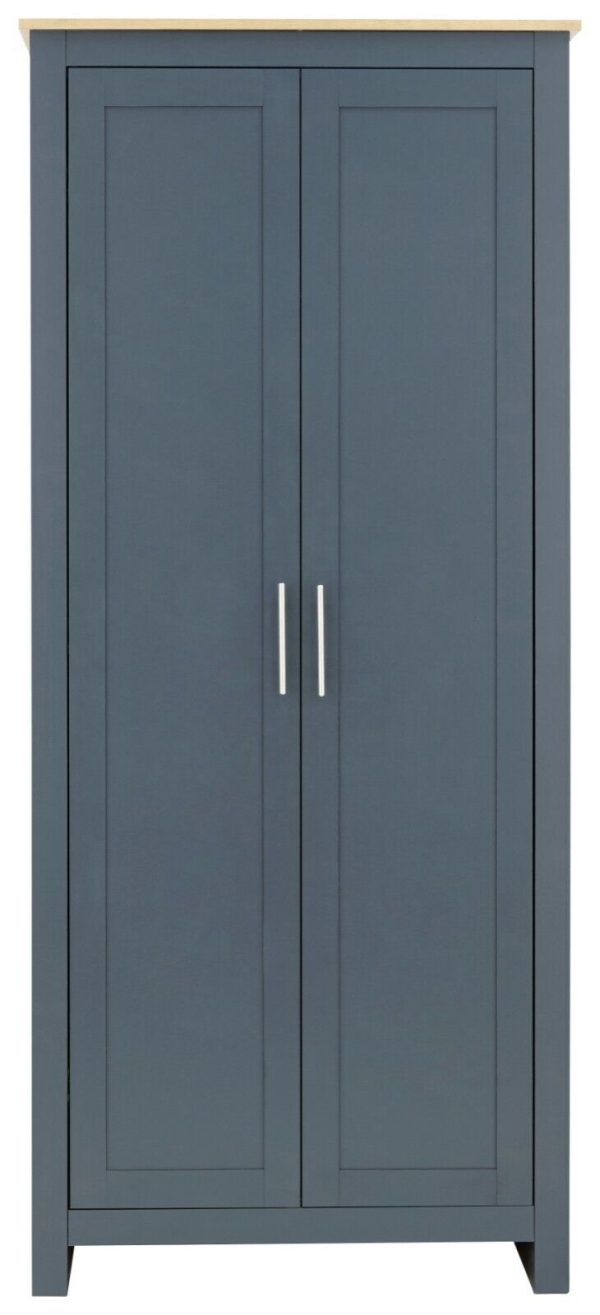 3 Piece bedroom set 2 Door Wardrobe Bedside cab 4 drawer chest Blue - Image 7