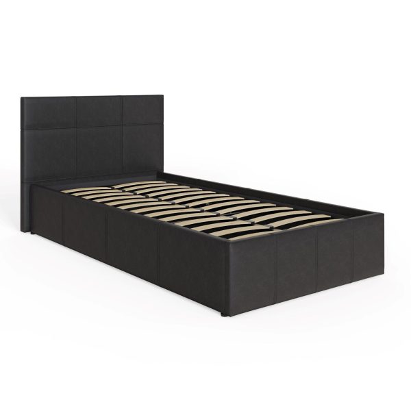 3ft End Lift Single Faux Leather Ottoman Storage Bed BLACK gas lift up - Image 6