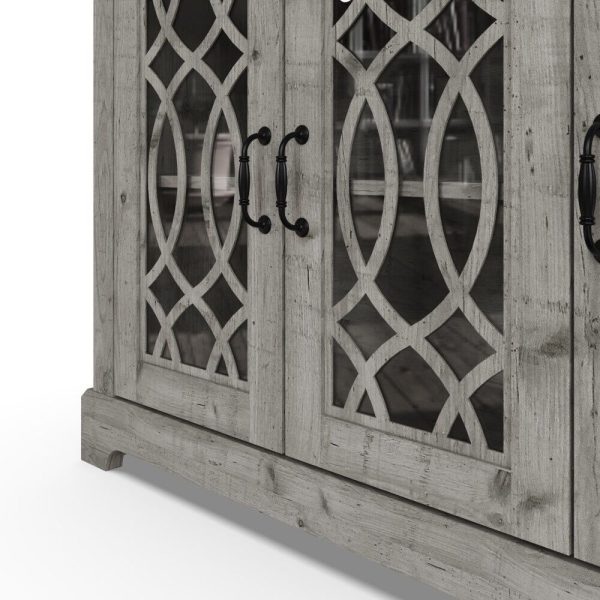 AMELIE 3 DOOR SIDEBOARD MEXICAN GREY with shelf and fretwork doors - Image 3