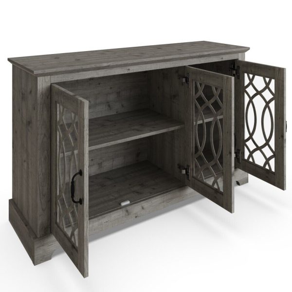 AMELIE 3 DOOR SIDEBOARD MEXICAN GREY with shelf and fretwork doors - Image 6