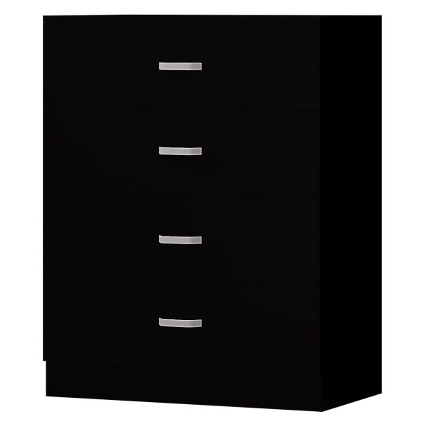 BLACK 3 Piece Wardrobe Set Bedside 4 Drawer Chest of Drawers Bedroom Furniture - Image 4