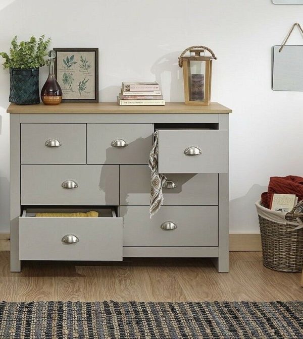 Country style bedroom furniture merchants 7 Drawer chest - Lancaster Grey - Image 3