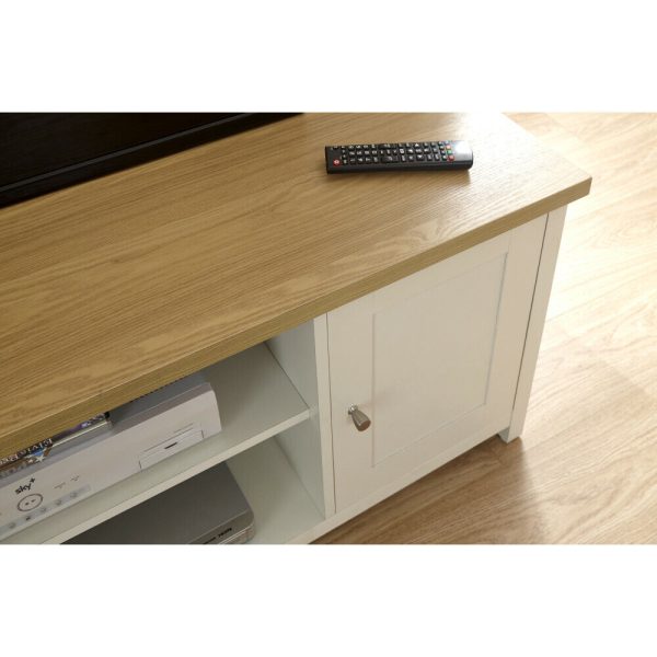 Cream and Oak 2 Door 2 Shelf Large TV Media Unit Lancaster Range - Image 5