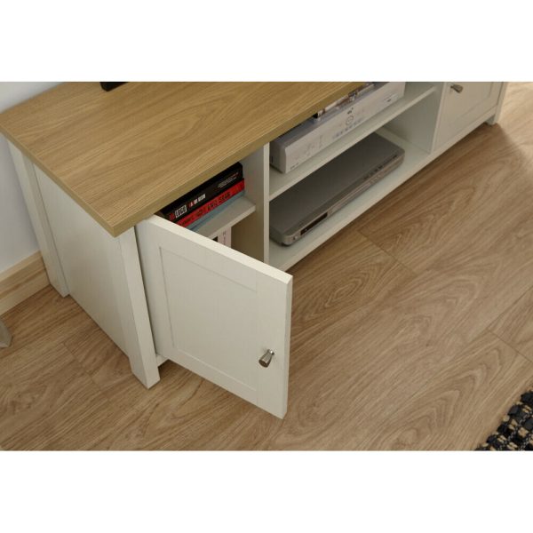 Cream and Oak 2 Door 2 Shelf Large TV Media Unit Lancaster Range - Image 6