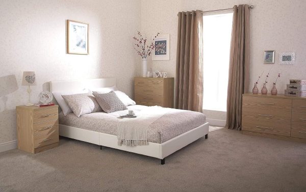 Faux Leather Bed Frame With Padded Headboard H Stitch Design Small Double, White - Image 7