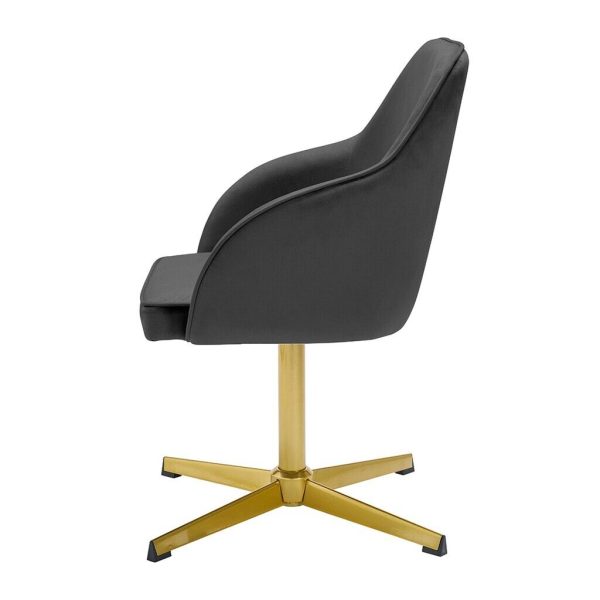 Felix Black Velvet Contemporary Cushioned Office Chair Stylish Gold Legs - Image 4