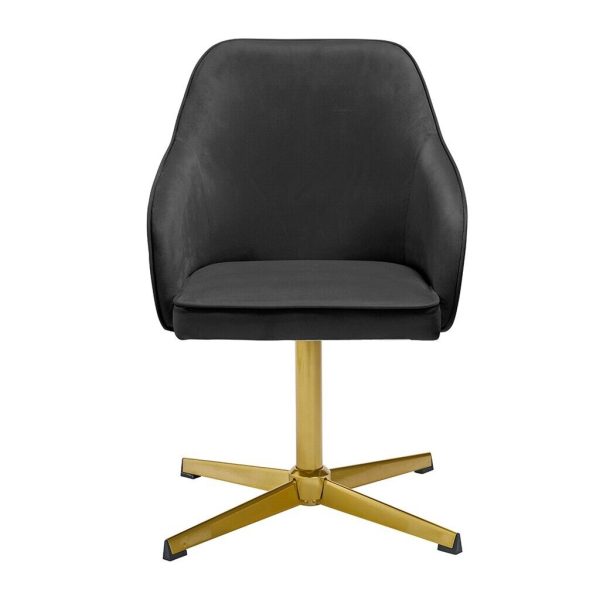 Felix Black Velvet Contemporary Cushioned Office Chair Stylish Gold Legs - Image 5