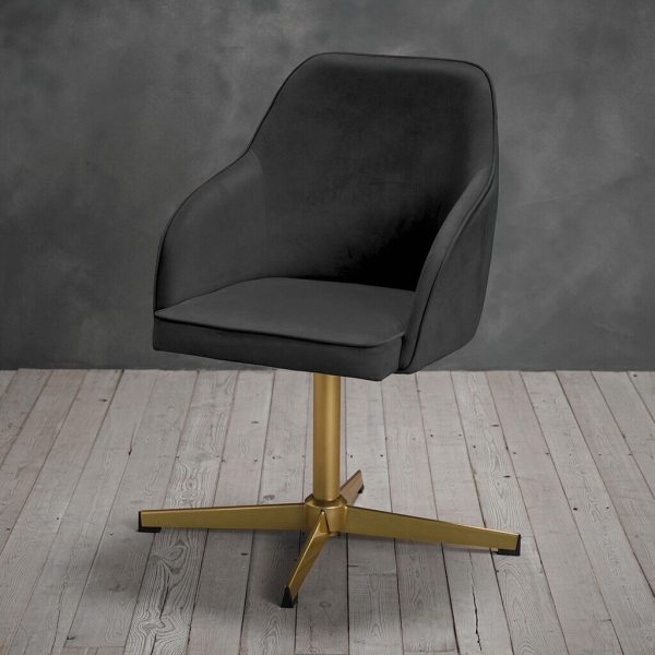 Felix Black Velvet Contemporary Cushioned Office Chair Stylish Gold Legs