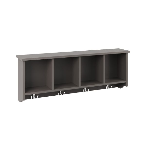 GREY Kempton Wall Rack Storage Unit Shelf Holder Coat Jacket - Image 3