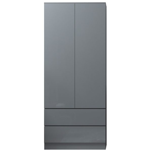 Grey High Gloss 2 Door 2 drawer Combi Wardrobe Scratch Resistant Soft Close - Image 4