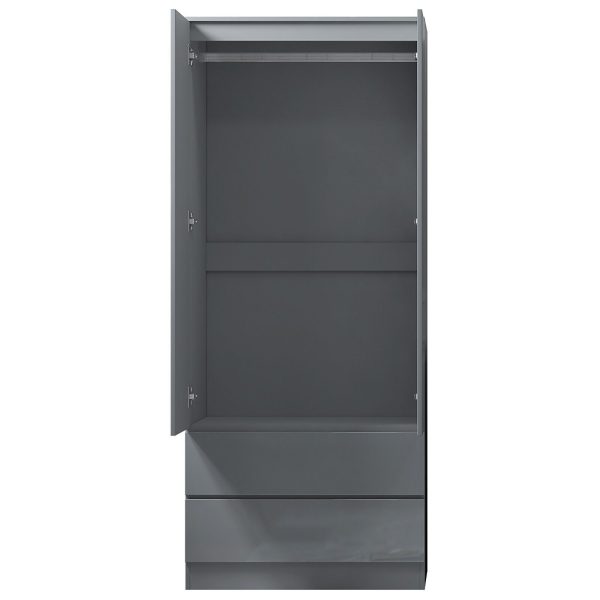 Grey High Gloss 2 Door 2 drawer Combi Wardrobe Scratch Resistant Soft Close - Image 5