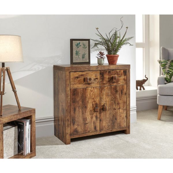 Jakarta 2 Door 2 Drawer Compact Sideboard Multi Unit distressed style Mango