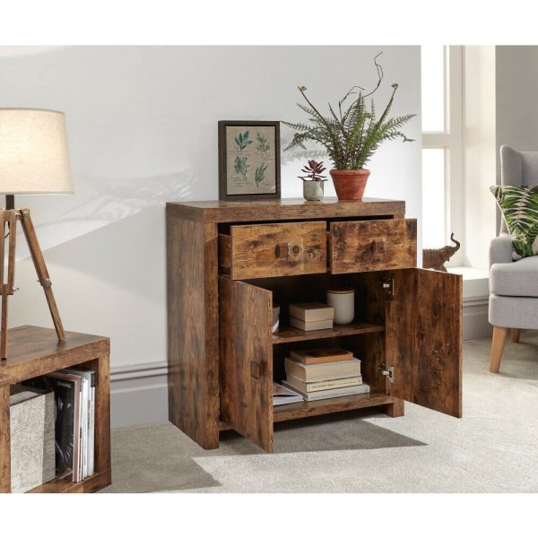 Jakarta 2 Door 2 Drawer Compact Sideboard Multi Unit distressed style Mango - Image 9