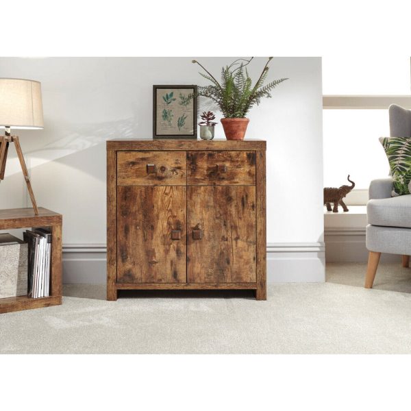 Jakarta 2 Door 2 Drawer Compact Sideboard Multi Unit distressed style Mango - Image 10