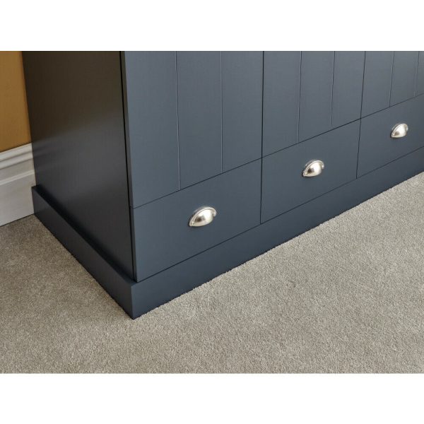 Kendal 3 Door 3 Drawer Wardrobe Country style Slate Blue Oak - Image 7