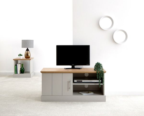 Kendal Small TV Unit Grey Oak colour top - Image 11