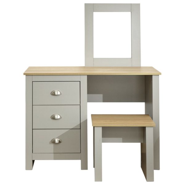 Lancaster Bedroom Furniture Dressing Table Mirror & Stool Set Dresser - Grey - Image 9