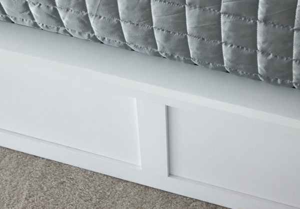 Madrid White 3ft Single Wood Ottoman Bed Gas Lift up Storage Shaker Style - Image 5