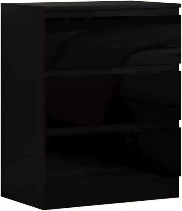 Matt Black 3 Drawer Chest Bedroom Furniture Scratch Resistant - Image 3