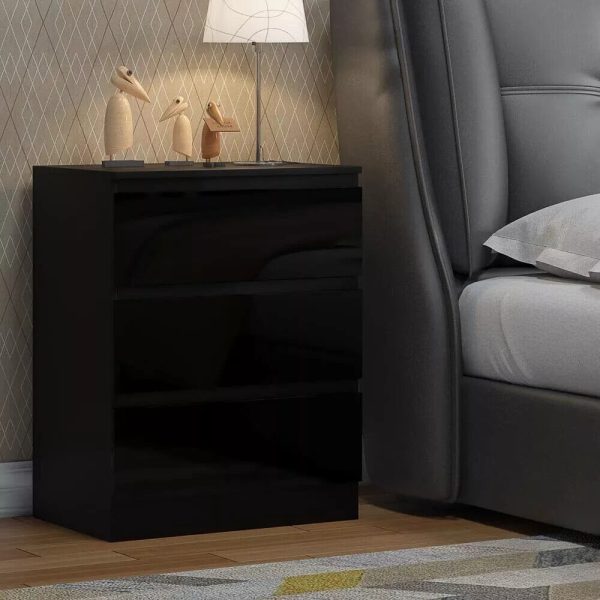 Matt Black 3 Drawer Chest Bedroom Furniture Scratch Resistant