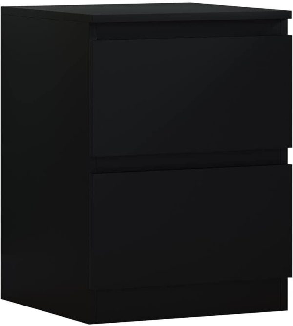 Matt Black Bedside Chest Of 2 Drawers Bedroom Furniture Scratch Resistant - Image 4