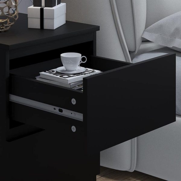 Matt Black Bedside Chest Of 2 Drawers Bedroom Furniture Scratch Resistant - Image 5