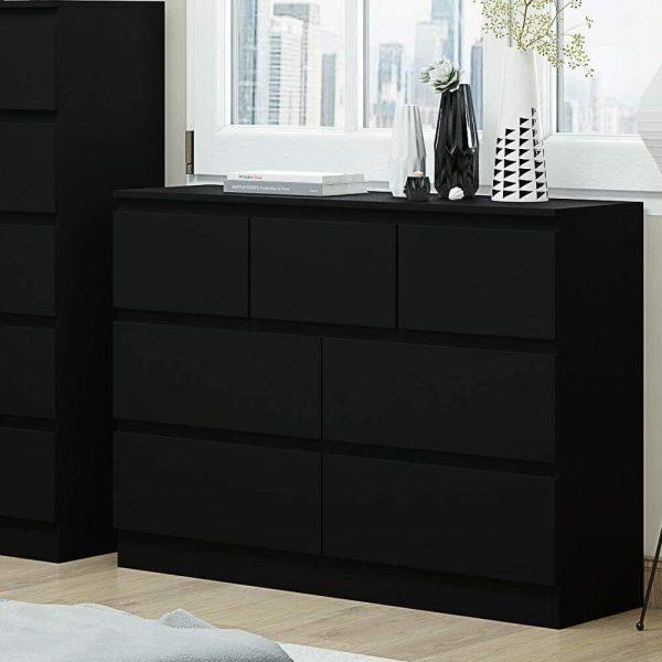 Matt Black Chest Of 7 Drawers Bedroom Furniture Scratch Resistant Merchant - Image 3