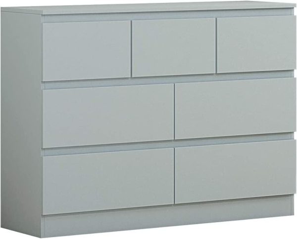 Matt Grey Chest Of 7 Drawers Bedroom Furniture Scratch Resistant Merchant - Image 3