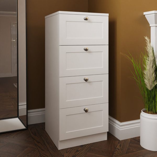 Matt White Chest Of 4 Drawers Modern Design Shaker Style Scratch Resistant - Image 3