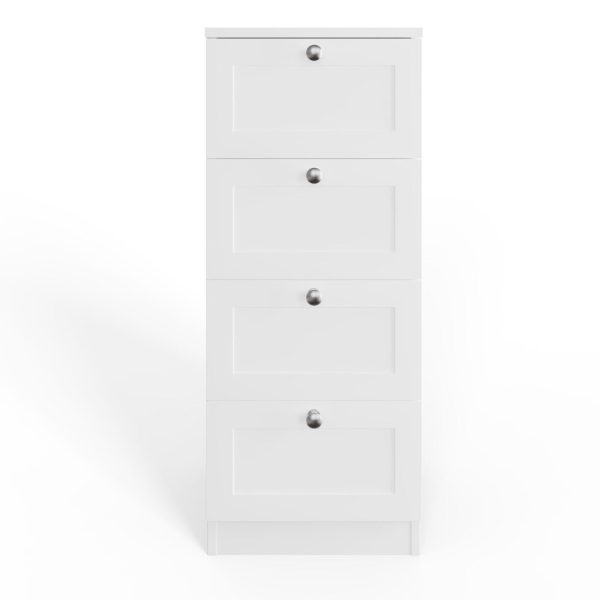 Matt White Chest Of 4 Drawers Modern Design Shaker Style Scratch Resistant - Image 4