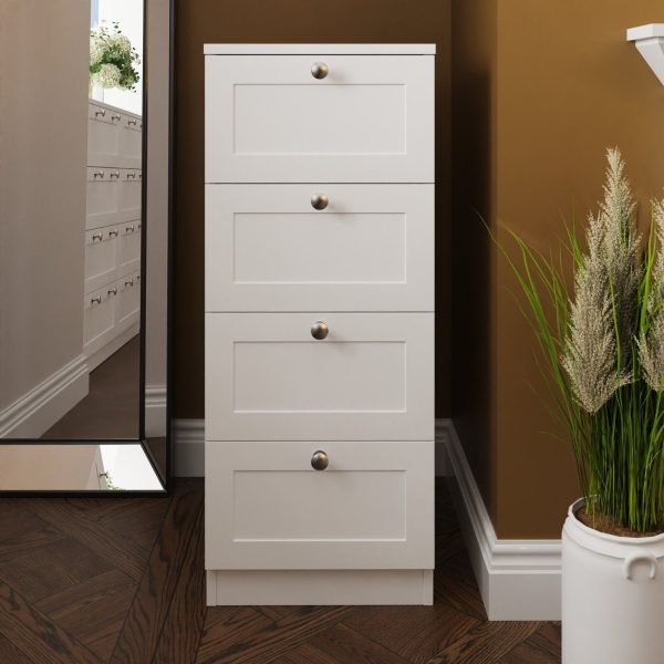 Matt White Chest Of 4 Drawers Modern Design Shaker Style Scratch Resistant