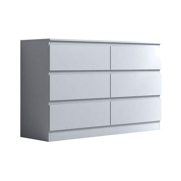 Matt White Chest Of 6 Drawers Bedroom Furniture Scratch Resistant - Image 4