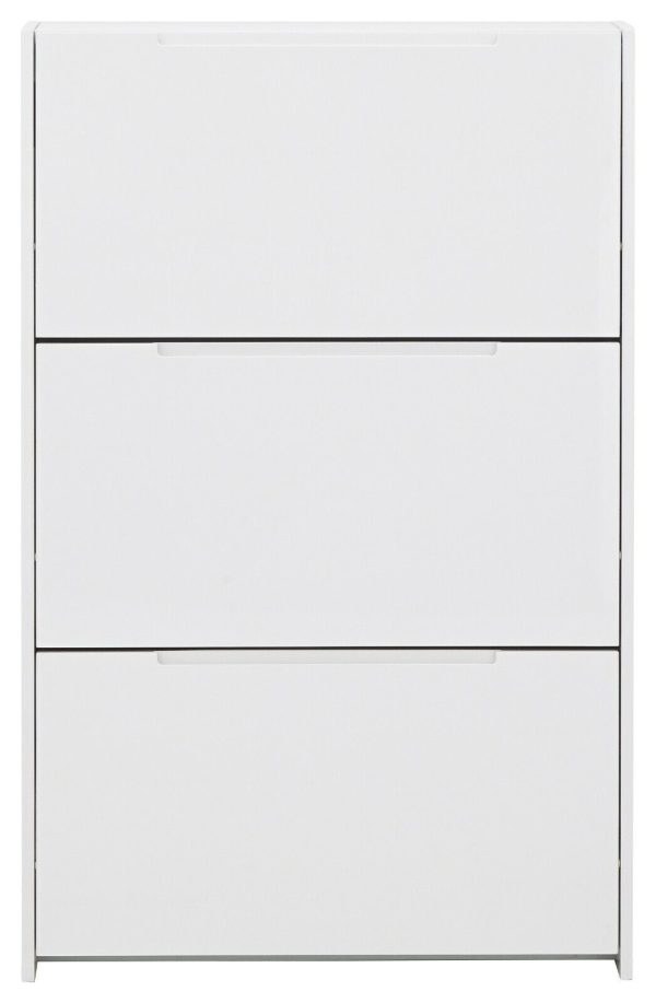 NARROW HIGH GLOSS 3 TIER SHOE CABINET WHITE - Image 6