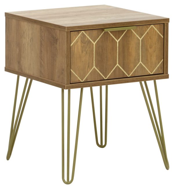 ORLEANS 1 DRAWER LAMP TABLE MANGO & GOLD BED SIDE TABLE - Image 4